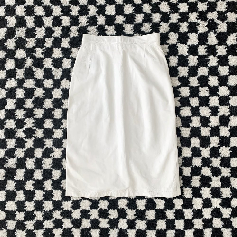 Vintage white leather pencil skirt XS